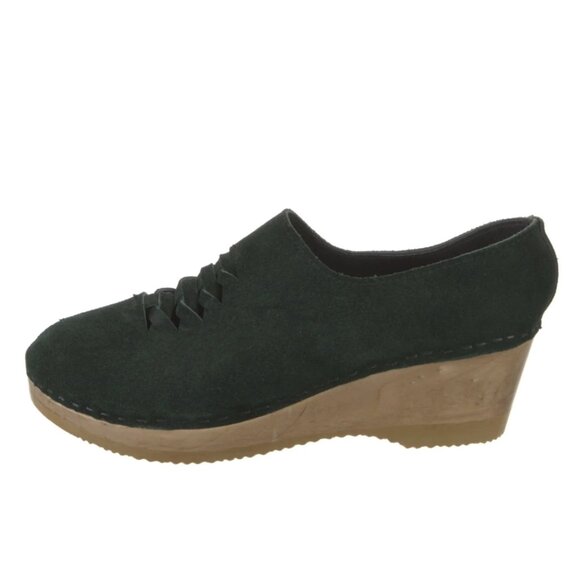 No. 6 Clog Braided Green Suede Wedge Shoe 40 - Picture 2 of 5